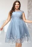 Jessica A-line Scoop Knee-Length Lace Tulle Homecoming Dress With Sequins BF2P0020579