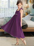 Paris Empire Halter Asymmetrical Chiffon Junior Bridesmaid Dress With Beading Bow(s) BF2P0013663