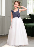 Mandy A-Line Sweetheart Floor-Length Chiffon Tulle Junior Bridesmaid Dress With Ruffle Flower(s) BF2P0013665