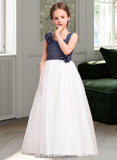 Mandy A-Line Sweetheart Floor-Length Chiffon Tulle Junior Bridesmaid Dress With Ruffle Flower(s) BF2P0013665