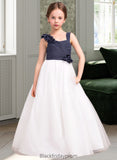 Mandy A-Line Sweetheart Floor-Length Chiffon Tulle Junior Bridesmaid Dress With Ruffle Flower(s) BF2P0013665