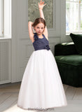 Mandy A-Line Sweetheart Floor-Length Chiffon Tulle Junior Bridesmaid Dress With Ruffle Flower(s) BF2P0013665