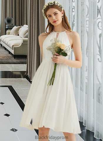 Kaelyn A-Line Knee-Length Chiffon Wedding Dress BF2P0013778