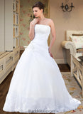 Mylee Ball-Gown/Princess Strapless Chapel Train Satin Organza Wedding Dress With Lace Beading BF2P0013796