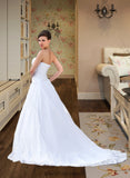 Mylee Ball-Gown/Princess Strapless Chapel Train Satin Organza Wedding Dress With Lace Beading BF2P0013796