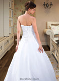 Mylee Ball-Gown/Princess Strapless Chapel Train Satin Organza Wedding Dress With Lace Beading BF2P0013796