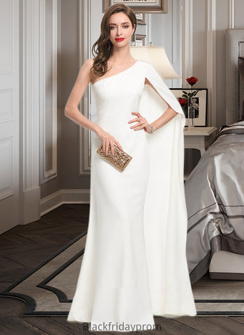 Abbigail Sheath/Column One-Shoulder Floor-Length Stretch Crepe Wedding Dress BF2P0013801