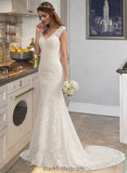 Frances Trumpet/Mermaid V-neck Court Train Lace Wedding Dress BF2P0013804