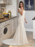 Frances Trumpet/Mermaid V-neck Court Train Lace Wedding Dress BF2P0013804