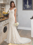 Frances Trumpet/Mermaid V-neck Court Train Lace Wedding Dress BF2P0013804