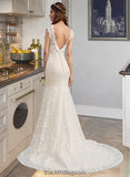 Frances Trumpet/Mermaid V-neck Court Train Lace Wedding Dress BF2P0013804