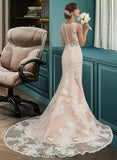 Eliana Trumpet/Mermaid V-neck Chapel Train Tulle Lace Wedding Dress With Beading BF2P0013810