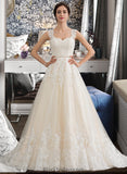 Kennedi Ball-Gown/Princess Sweetheart Court Train Tulle Wedding Dress With Beading Sequins BF2P0013813