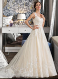 Kennedi Ball-Gown/Princess Sweetheart Court Train Tulle Wedding Dress With Beading Sequins BF2P0013813