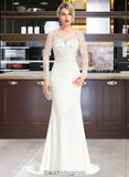 Avery Trumpet/Mermaid V-neck Sweep Train Stretch Crepe Wedding Dress With Beading Sequins BF2P0013816