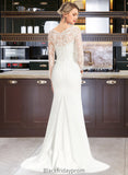 Avery Trumpet/Mermaid V-neck Sweep Train Stretch Crepe Wedding Dress With Beading Sequins BF2P0013816