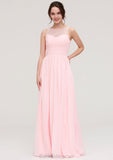 Sleeveless Chiffon A-line/Princess Long/Floor-Length Wedding Party Bridesmaid Dresses With Pleated Lace Alani BF2P0025332