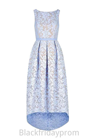 Bateau Sleeveless Asymmetrical A-line/Princess Lace Bridesmaid Dresseses With Pleated Anna BF2P0025576