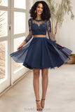 Tara A-line Scoop Short/Mini Tulle Homecoming Dress BF2P0020573