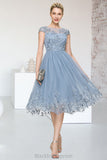 Jessica A-line Scoop Knee-Length Lace Tulle Homecoming Dress With Sequins BF2P0020579