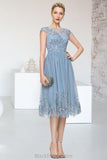 Jessica A-line Scoop Knee-Length Lace Tulle Homecoming Dress With Sequins BF2P0020579