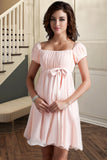 Dalia A-line Square Short/Mini Chiffon Satin Homecoming Dress With Beading Bow Ruffle BF2P0020597