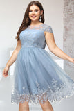 Jessica A-line Scoop Knee-Length Lace Tulle Homecoming Dress With Sequins BF2P0020579