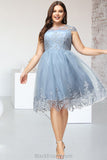 Jessica A-line Scoop Knee-Length Lace Tulle Homecoming Dress With Sequins BF2P0020579