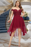 Elisa A-line Off the Shoulder Asymmetrical Chiffon Homecoming Dress With Beading BF2P0020582