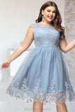 Jessica A-line Scoop Knee-Length Lace Tulle Homecoming Dress With Sequins BF2P0020579