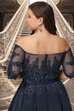 Camila A-line Off the Shoulder Asymmetrical Lace Satin Homecoming Dress With Sequins BF2P0020580