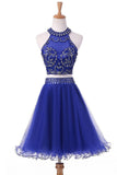 2024 A Line Scoop Two-Piece Beaded Bodice Homecoming Dresses Tulle