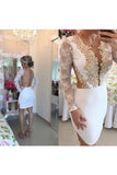 2024 Sheath Scoop Lace With Applique And Beads Short/Mini Homecoming Dresses