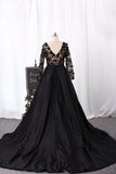2024 V Neck Prom Dresses A Line Tulle With Applique Sweep Train