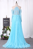 2024 Scoop Long Sleeves Prom Dresses Tulle With Applique A Line